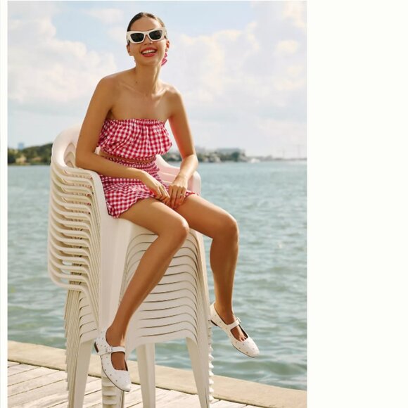 Brand New MABLE Gingham Smocked Mini Skirt 2-Piece Set by Anthropologie - Picture 1 of 5